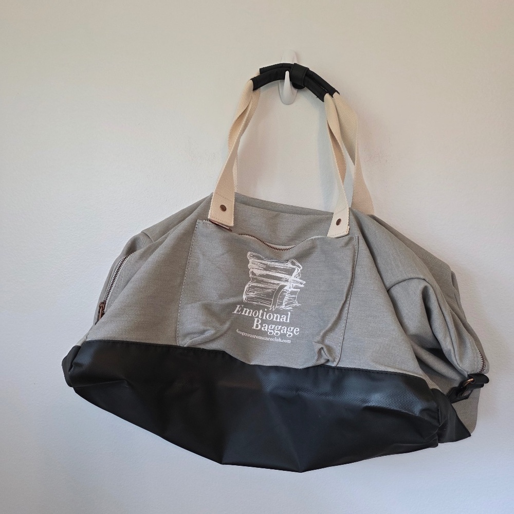 19" Gray Cotton Weekender Duffel Bag - "Emotional Baggage" Logo